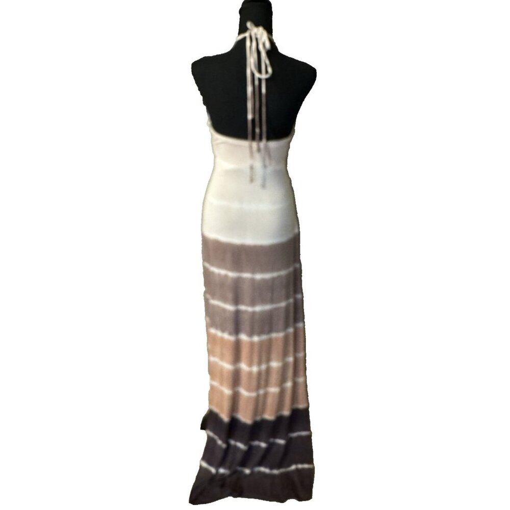 SKY Brand Maxi Dress M Soft Brown Tie Dye Braid Trim Stretch Long NEW - Picture 6 of 13